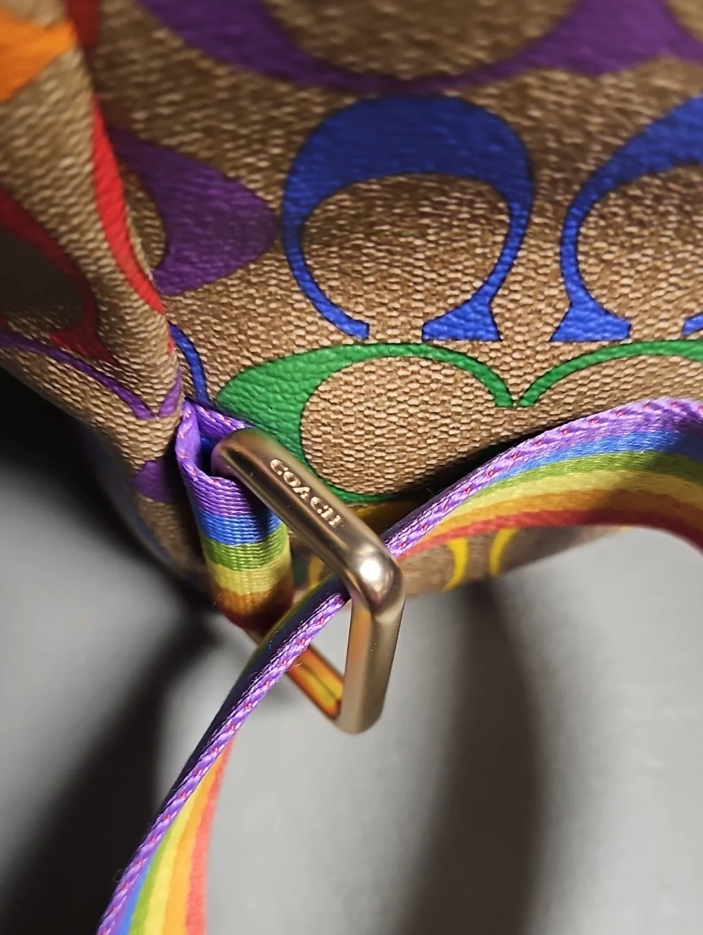 Coach C4097 Pennie Backpack 22 In Rainbow Signature Canvas Saddle / Multicolor